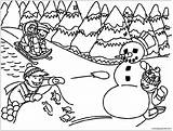 Winter Kids Pages Playing Coloring Color Printable Print sketch template