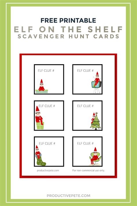 printable elf   shelf scavenger hunt cards ideas productive pete