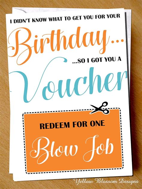 Blowjob Voucher Birthday Greeting Card Funny I Couldnt Decide What To