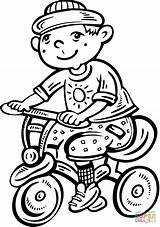Boy Bike Bicicleta Colorare Bambino Bicicletta Montando sketch template