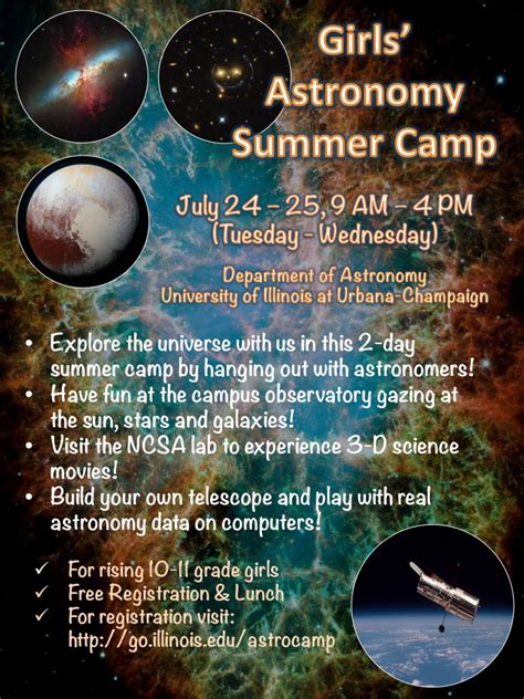 update application deadline extended girls astronomy summer camp