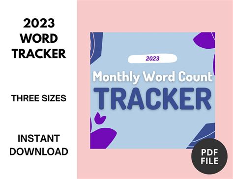2023 Printable Monthly Word Count Tracker For Authors And Etsy