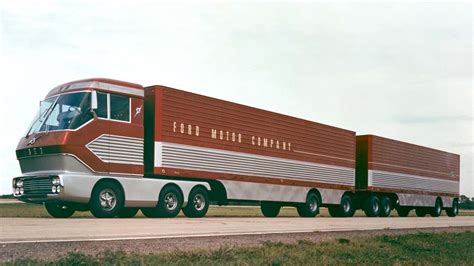 fords incredible turbine powered semi truck big red   lost  decades