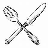 Knife Fork Freehand sketch template