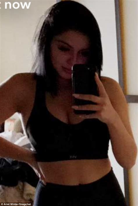 ariel winter flaunts ample cleavage sports bra on snapchat daily mail online