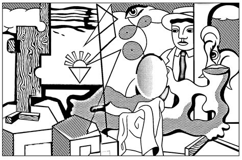 roy lichtenstein american icons pop art adult coloring pages