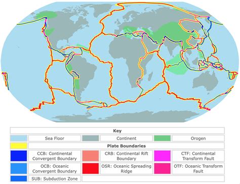 map  tectonic plates  plate boundaries