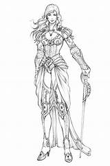 Coloring Pages Adult Drawing Warrior Woman Sketch Drawings Colouring Behance Line Swordswoman Character Designs Women Costume Fantasy Eva Widermann Concept sketch template