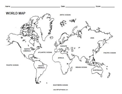 world labeled map  printable