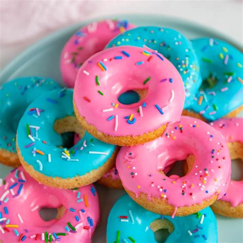 classic baked donut recipe  colorful glaze  colorful glaze sugar geek show