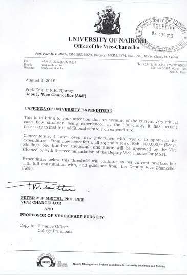 exposed  leaked letters show        university  nairobi