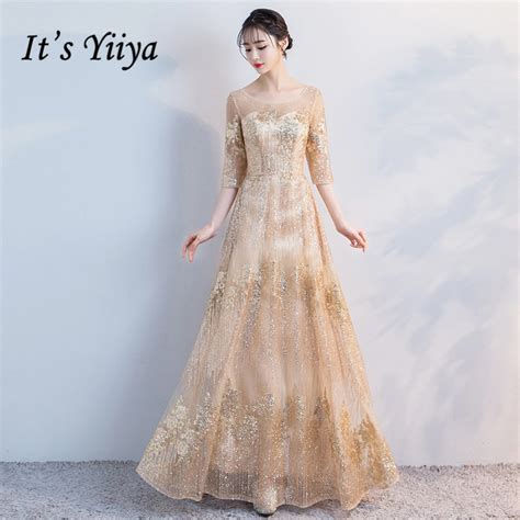 It S Yiiya Evening Dress Elegant Lace Illusion Lace Up Formal Dresses