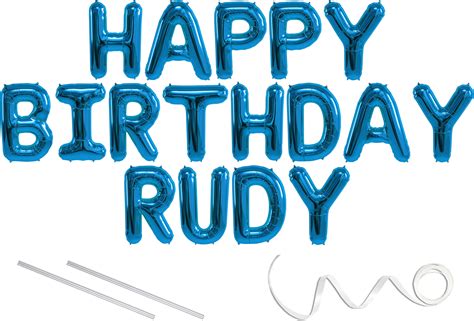 rudy happy birthday mylar balloon banner blue   letters