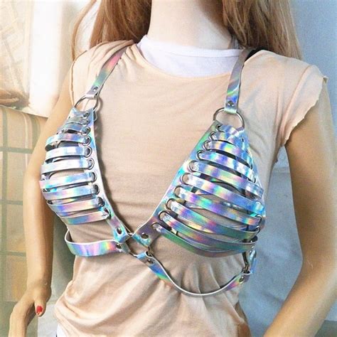 Fashion Leather Style Women Pu Leather Harness Ab Color Acrylic