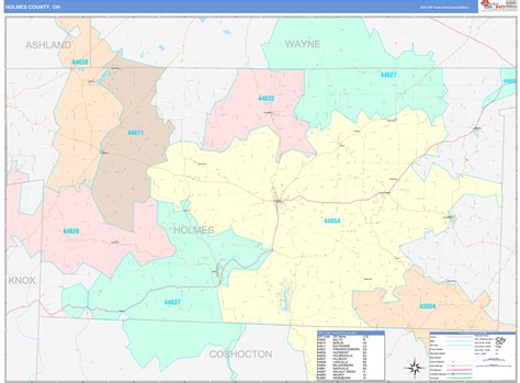 holmes county  wall map color cast style  marketmaps