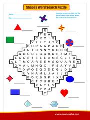 grade easy word search  kids shapes wordsearch puzzle worksheet