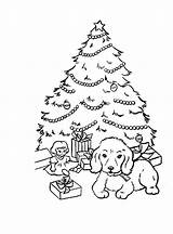 Christmas Tree Puppy Coloring Pages Dog Presents Color Sheet Xmas Sheets Gifts Print Printable Puppies Trees Under Large Gift Present sketch template