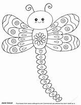 Dragonfly Coloring Cute sketch template
