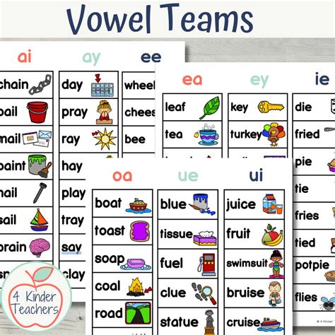 vowel teams  kindergarten  kinder teachers