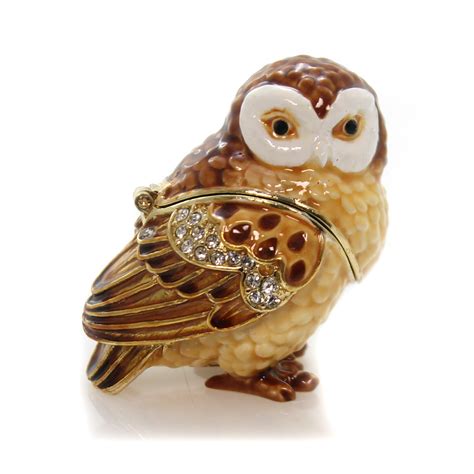 hinged trinket box owl enameled box metal bird wisdom  walmartcom