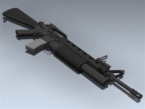 M16a2 With M203 3d Model By Mesh Factory
