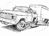 Ford Truck Coloring Pages Old Drawing Drawings Trucks Sketch Pick F100 Pickup F350 1973 Colouring 4x4 Printable 1953 Adult Vintage sketch template