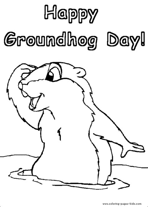 groundhog day color page coloring pages  kids holiday seasonal