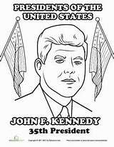 Coloring Pages Kennedy John Worksheets Presidents Government sketch template