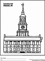 Coloring Philadelphia Pages Franklin Benjamin Independence Hall sketch template