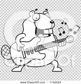 Guitarist Beaver Outlined Cory Thoman sketch template