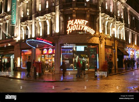 planet hollywood restaurant  piccadilly london stock photo  alamy