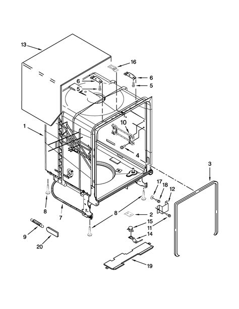 tub  frame parts diagram parts list  model wdtpaym whirlpool parts dishwasher parts