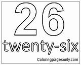 Twenty Number Six Coloring Color Pages Numbers sketch template