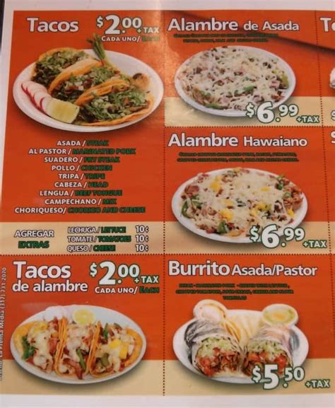 tacos  menu menu  tacos  west indianapolis urbanspoonzomato