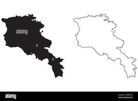 armenien laenderkarte schwarze silhouette und umriss isoliert auf