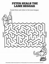Lame Peter Man Heals John Coloring Pages Heal Bible Kids Sunday School Healed Mazes Acts Activities Crafts Story Maze Activity sketch template