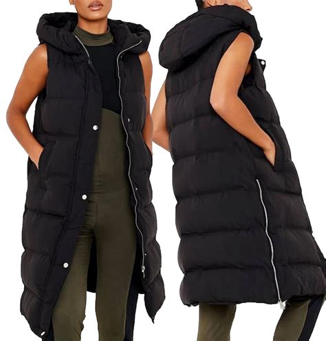 womens gilet bodywarmer jacket quilted longline waistcoat size      ebay