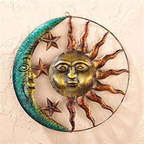 sun moon celestial wall sculpture outdoor patio porch hanging sign