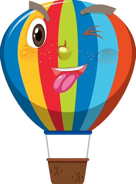 hot air balloon cartoon character  funny expression  white