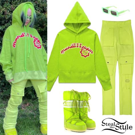 billie eilish green hoodie  pants steal  style