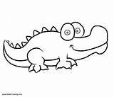 Coloring Pages Drawing Simple Crocodiles Kids Printable Adults sketch template