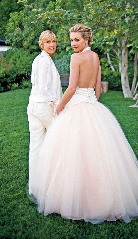 The 18 Best Celebrity Wedding Dresses Of All Time Ellen And Portia