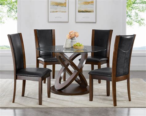 Roundhill 5 Piece Cicicol Glass Top Dining Table With