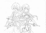 Sword Coloring Pages Asuna Anime Sketch Line Kirito Clipart Designlooter Library 58kb 1600 Paintingvalley Drawings Template Popular sketch template