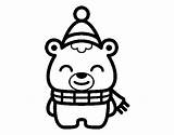 Christmas Bear Coloring Little Coloringcrew sketch template