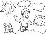 Pages Playing Coloring Kids Children Summer Colouring Library Clipart Beach sketch template