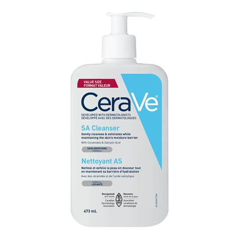 cerave salicylic acid cleanser renewing exfoliating face wash  vitamin   normal skin
