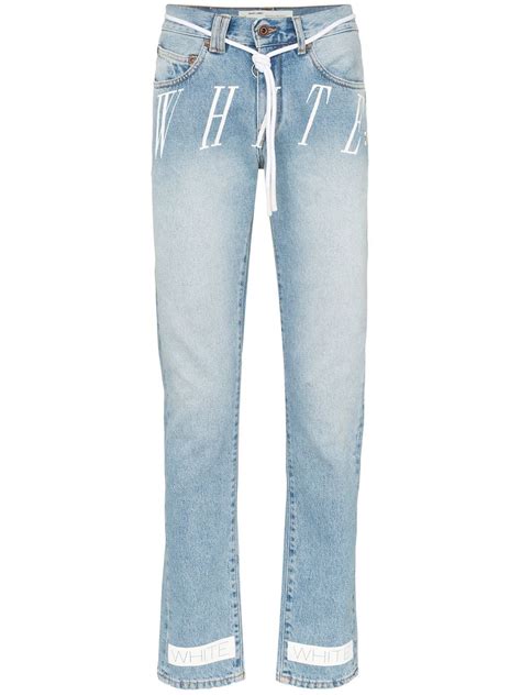off white slim denim bleach nikel jeans in light blue modesens in