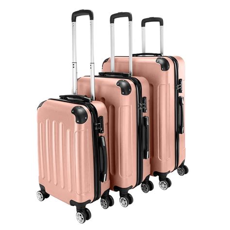 veryke veryke pcs traveling luggage rose gold rolling traveling storage suitcase luggage set