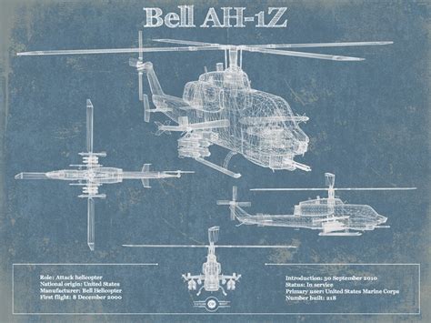bell ah  viper vintage original blueprint military print etsy